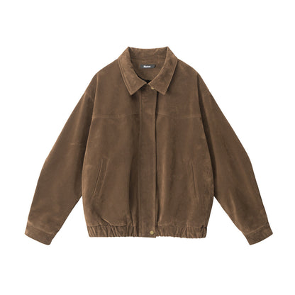 Women's Fleece Collar Zip-Up Corduroy Loose Fit Jacket
