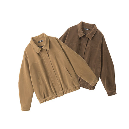 Women's Fleece Collar Zip-Up Corduroy Loose Fit Jacket