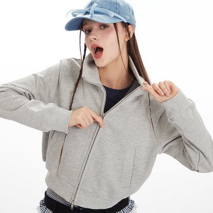 Women's Stand Collar Zip-Up Casual Jacket