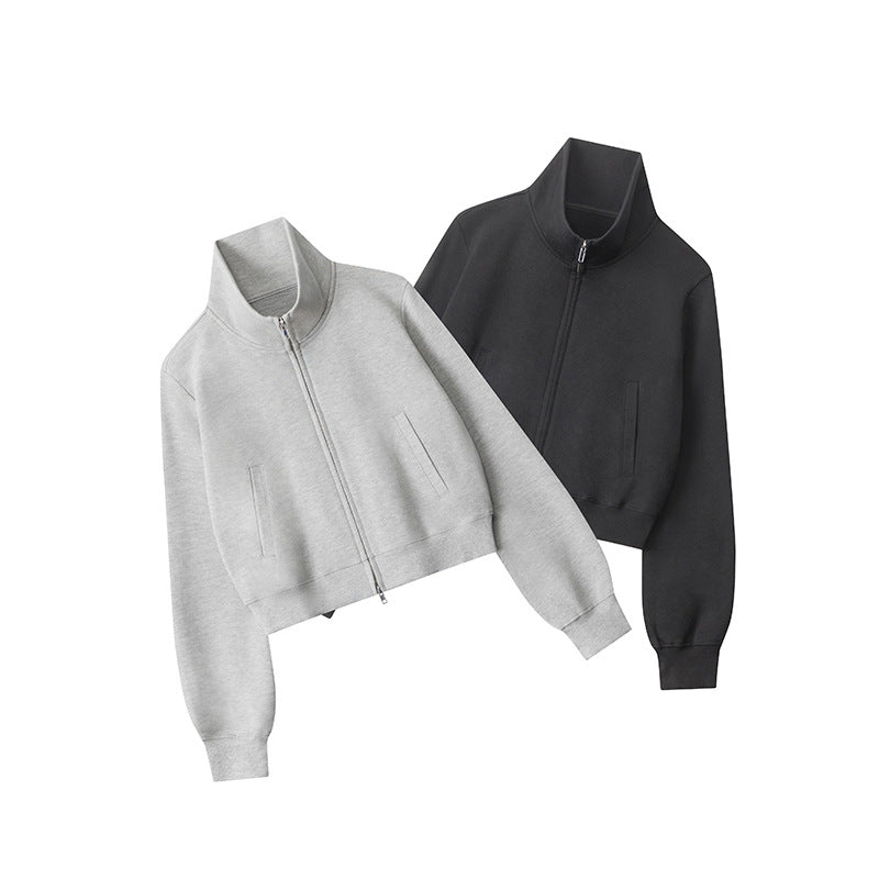 Women's Stand Collar Zip-Up Casual Jacket