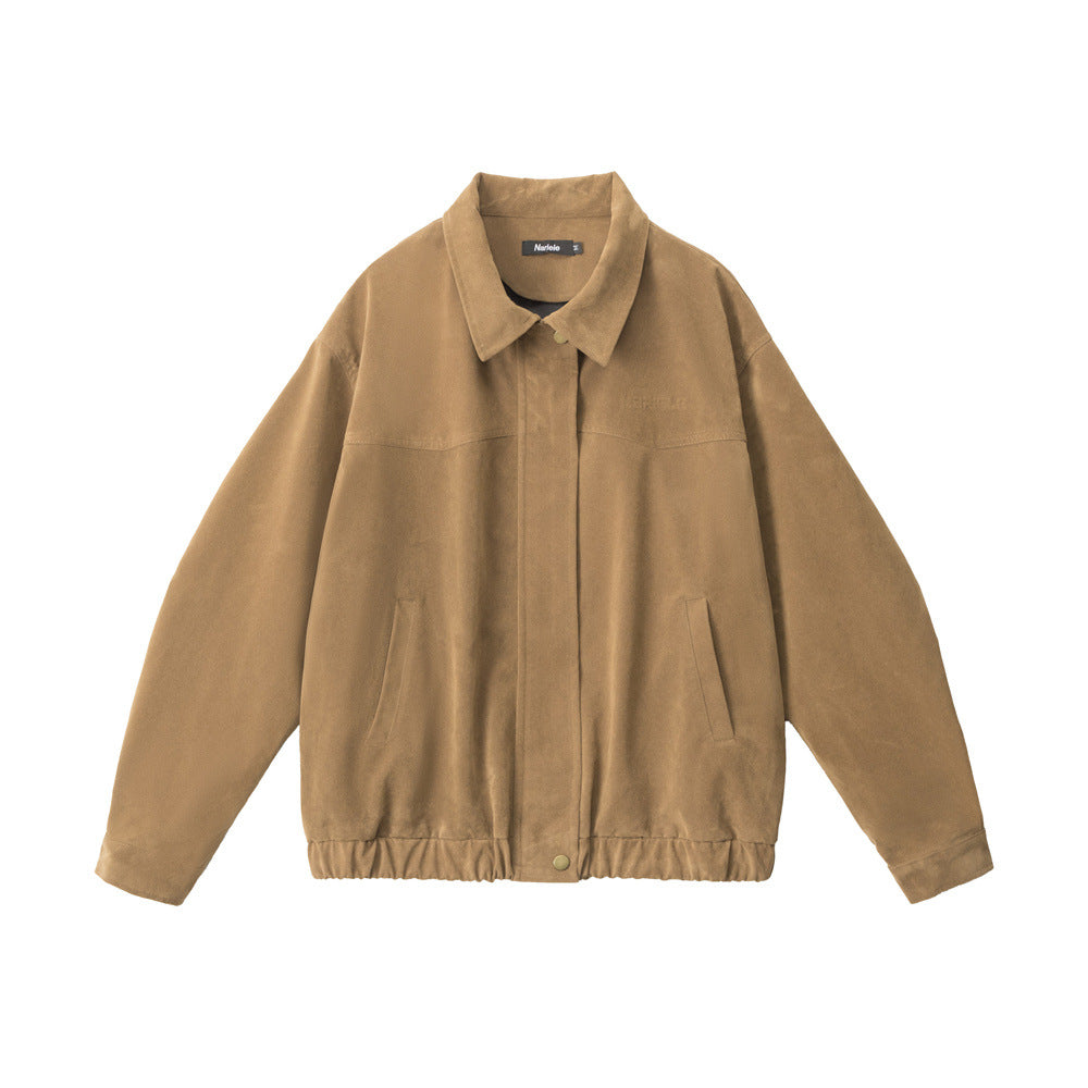 Women's Fleece Collar Zip-Up Corduroy Loose Fit Jacket