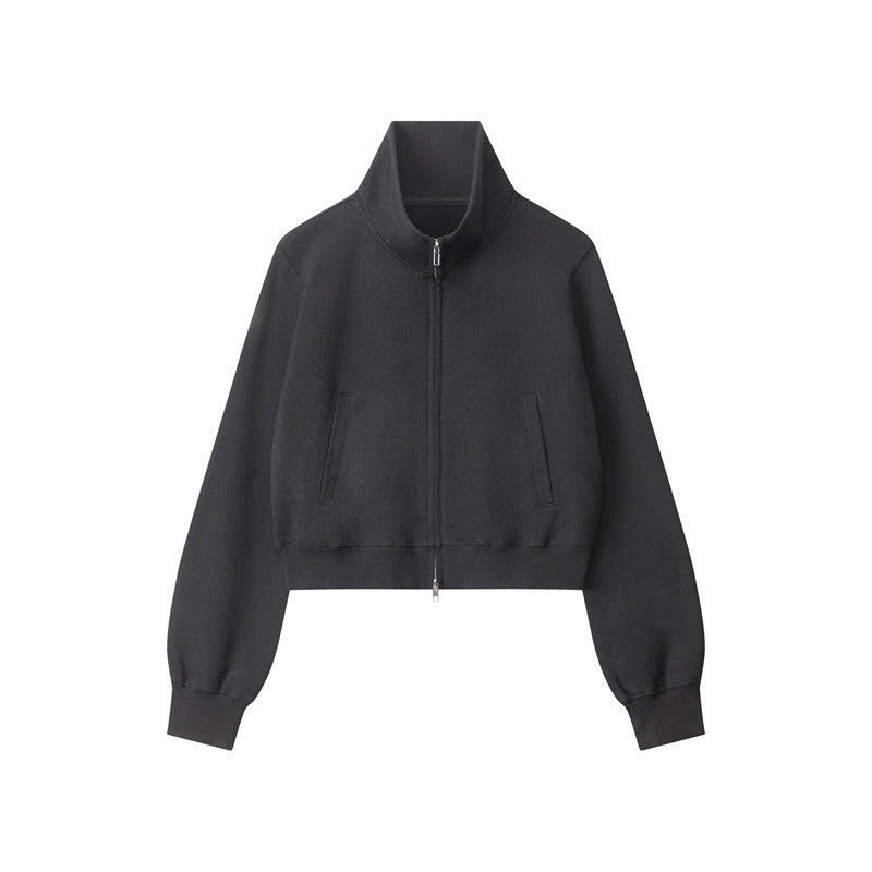 Women's Stand Collar Zip-Up Casual Jacket