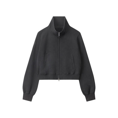 Women's Stand Collar Zip-Up Casual Jacket